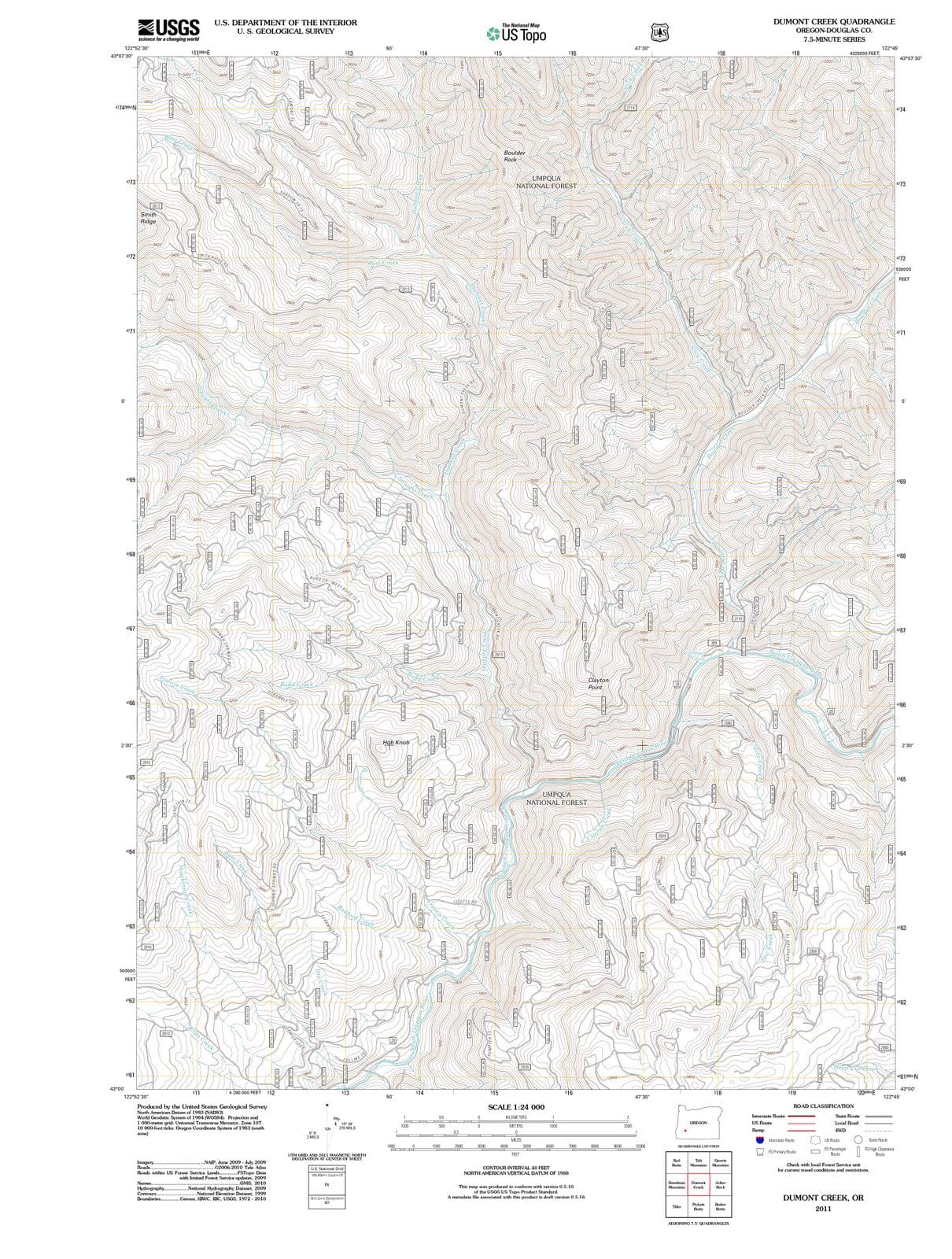2011 Dumont Creek, OR - Oregon - USGS Topographic Map