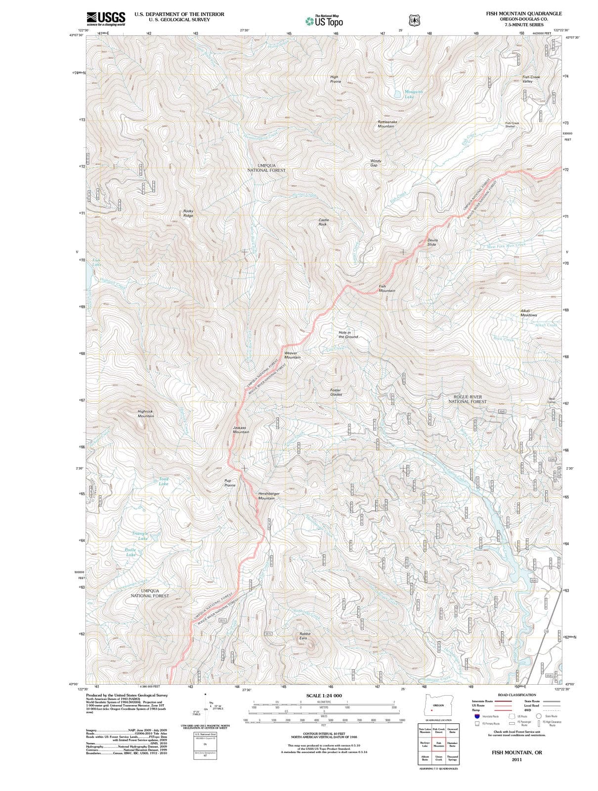2011 Fish Mountain, OR - Oregon - USGS Topographic Map