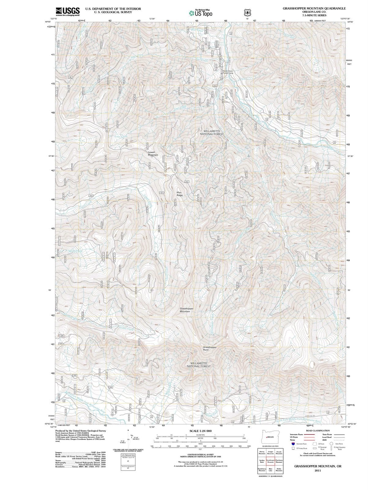 2011 Grasshopper Mountain, OR - Oregon - USGS Topographic Map