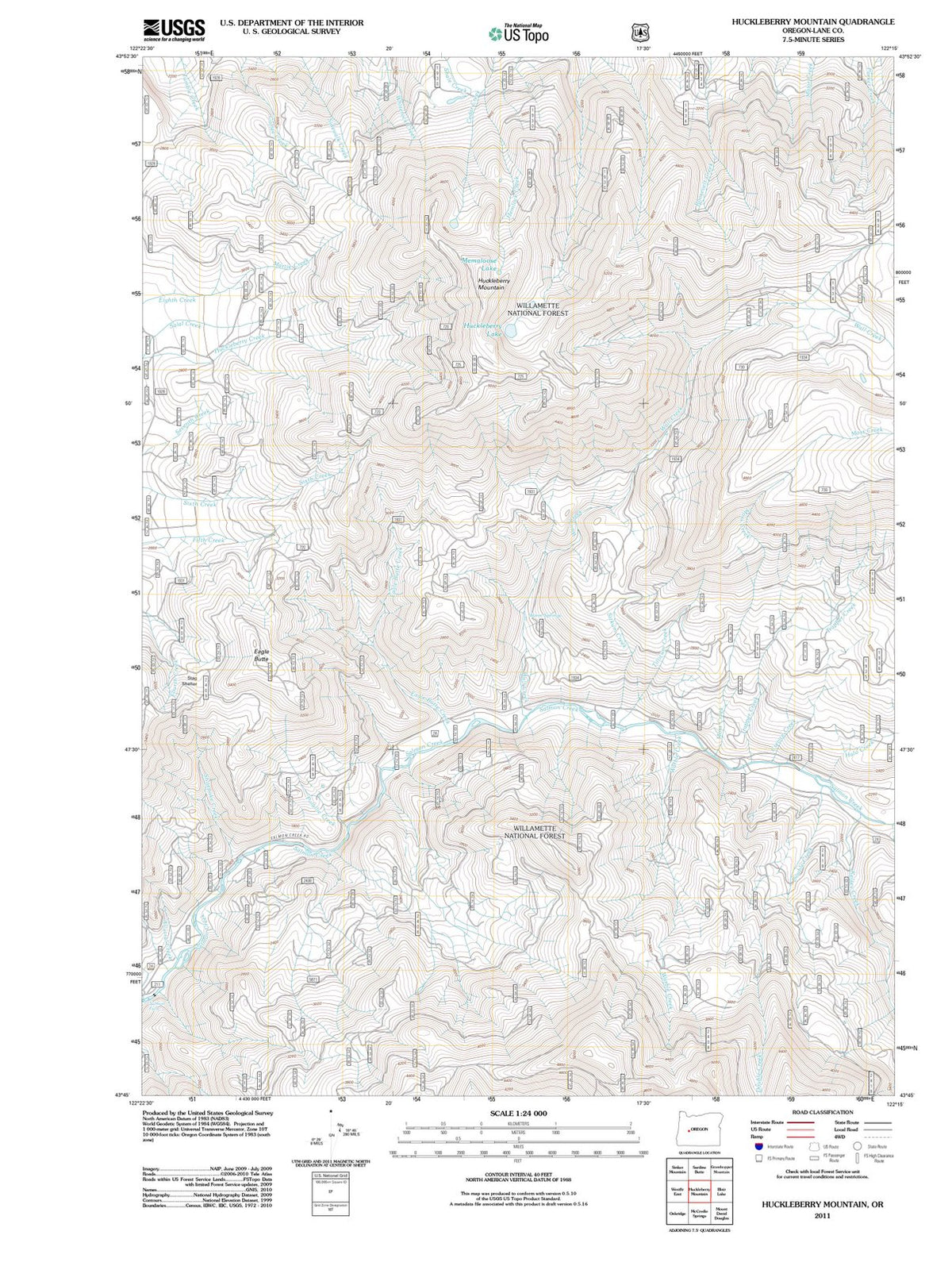 2011 Huckleberry Mountain, OR - Oregon - USGS Topographic Map