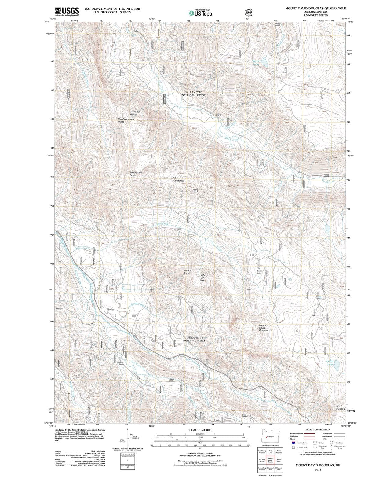 2011 Mountavidouglas, OR - Oregon - USGS Topographic Map