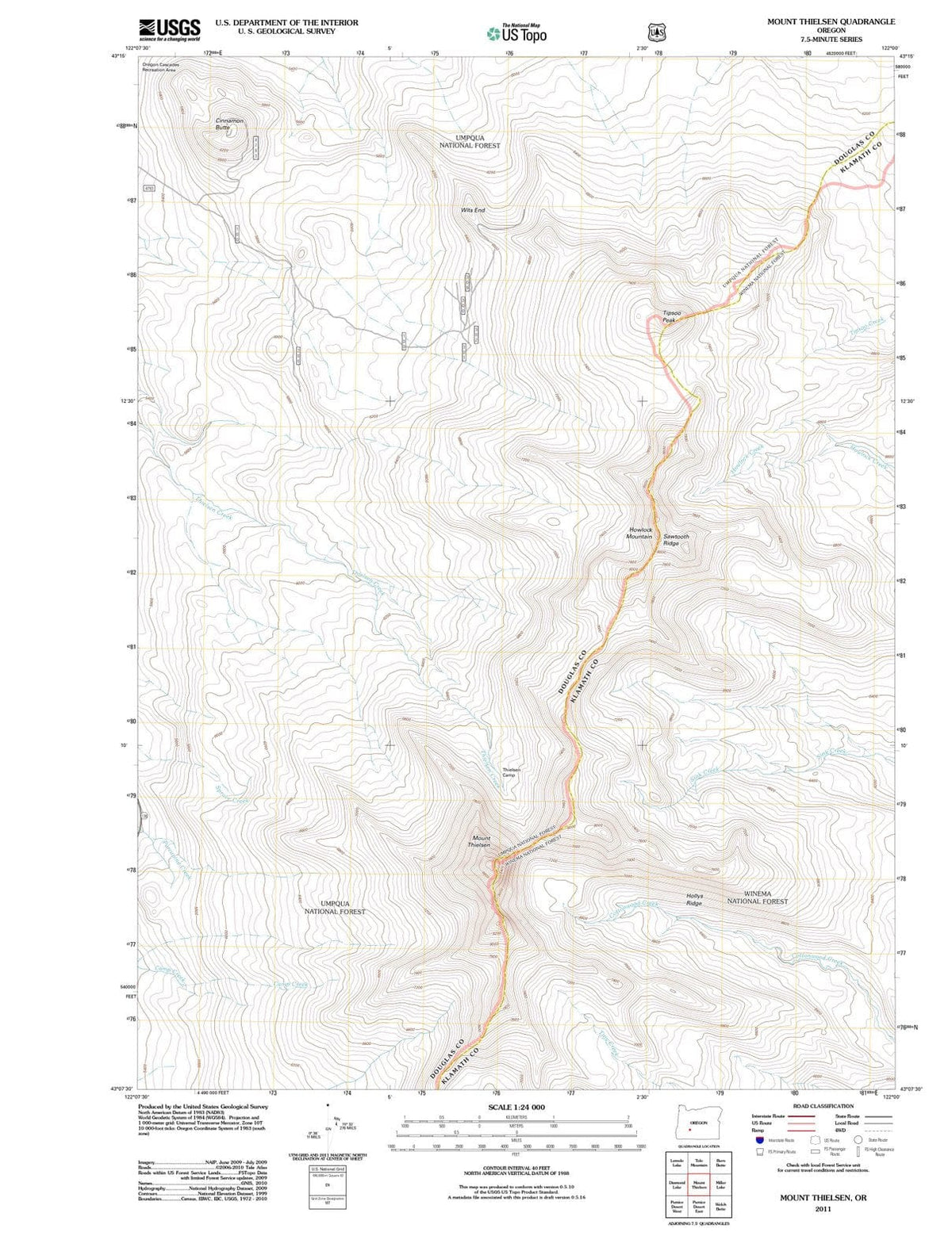 2011 Mount Thielsen, OR - Oregon - USGS Topographic Map
