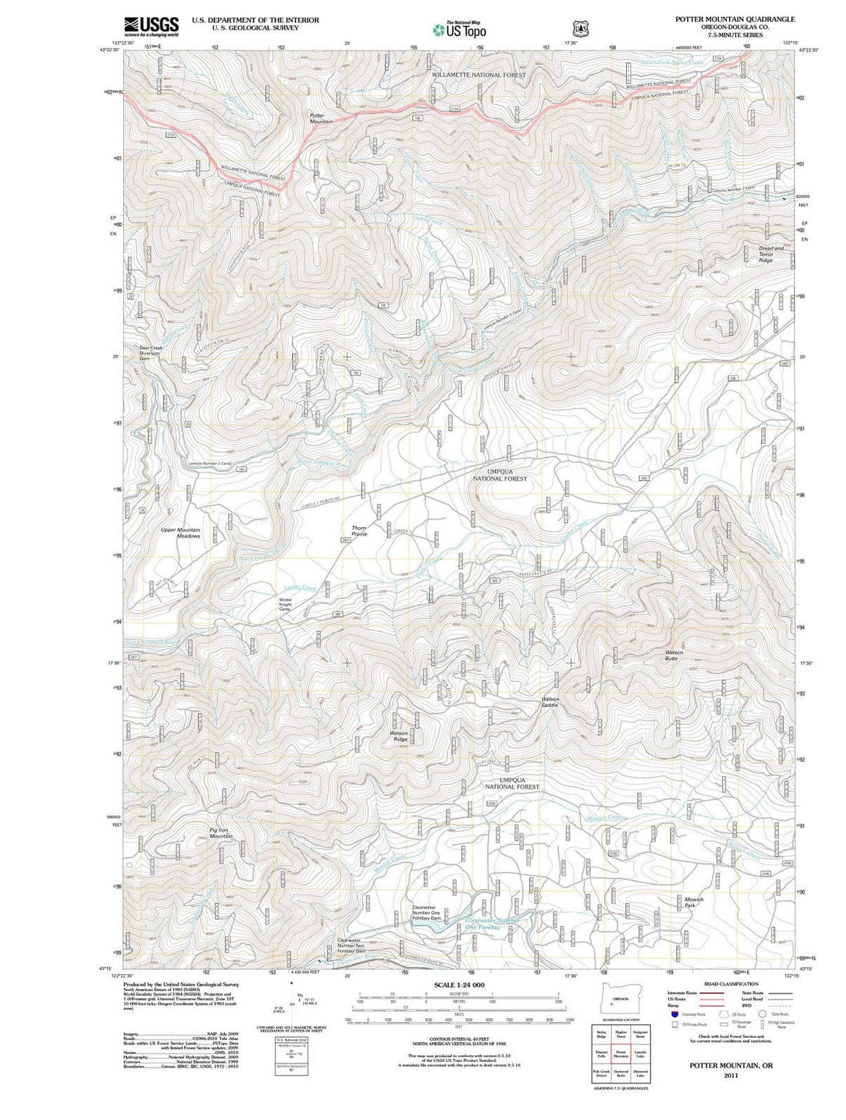 2011 Potter Mountain, OR - Oregon - USGS Topographic Map