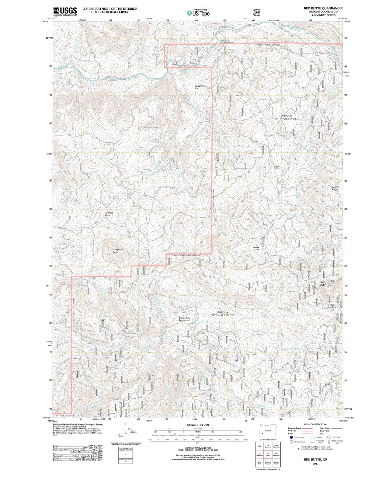 2011 Red Butte, OR - Oregon - USGS Topographic Map