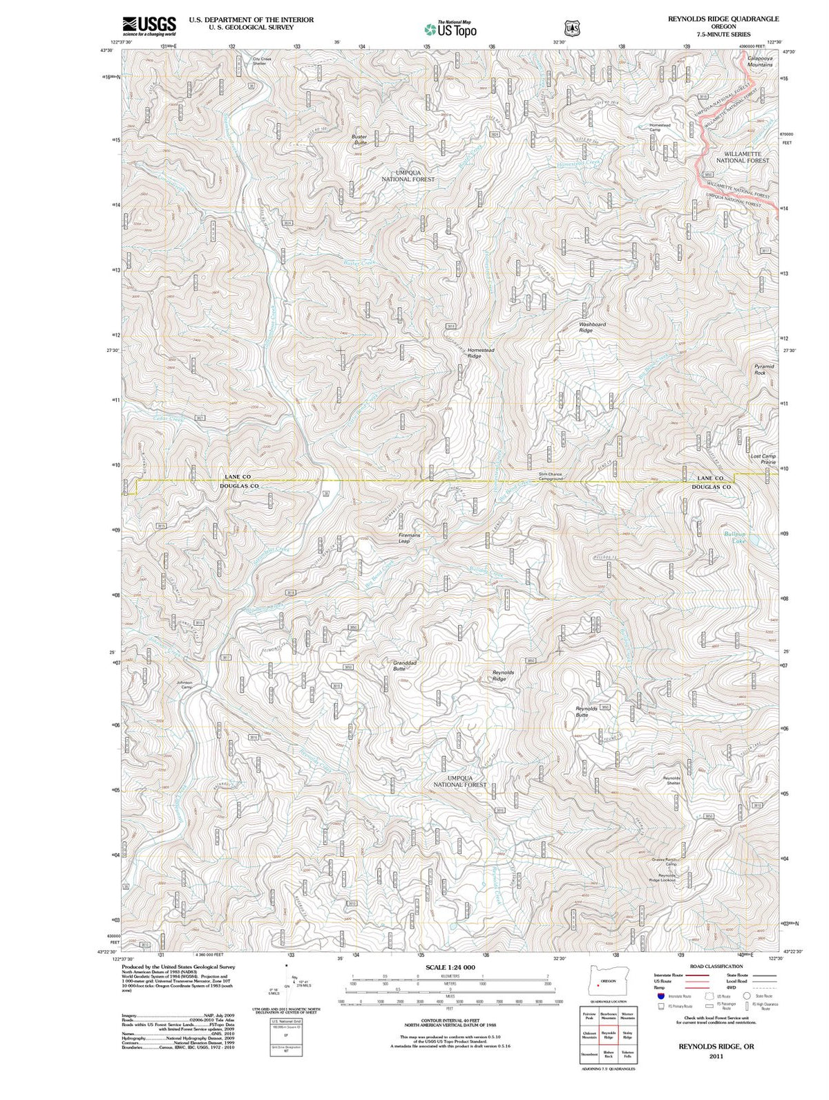 2011 Reynolds Ridge, OR - Oregon - USGS Topographic Map