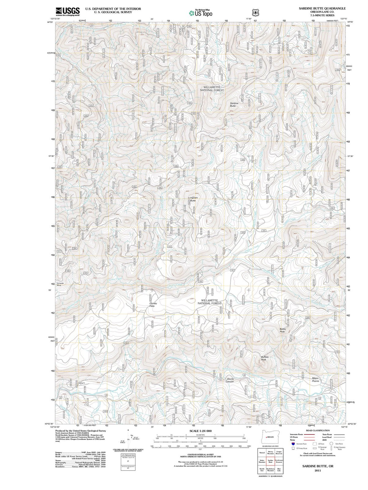 2011 Sardine Butte, OR - Oregon - USGS Topographic Map