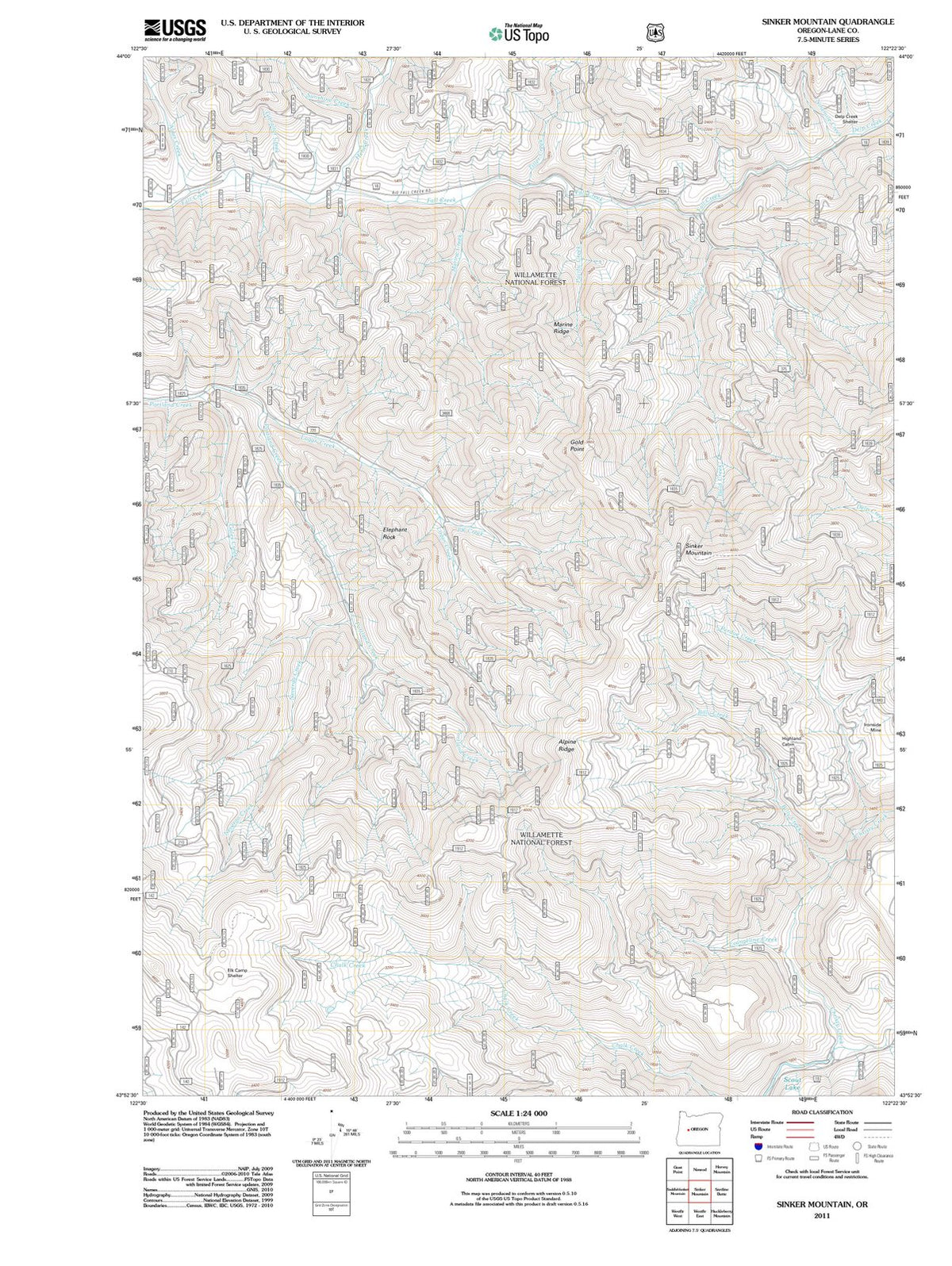 2011 Sinker Mountain, OR - Oregon - USGS Topographic Map