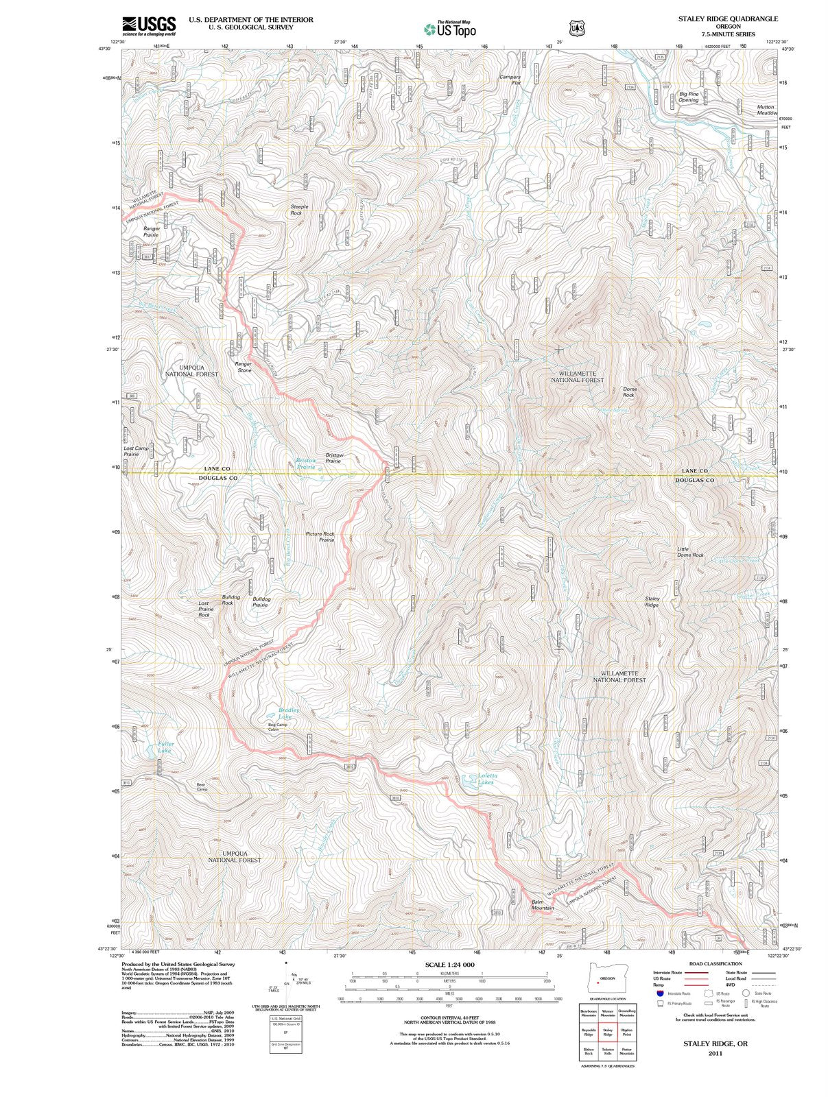 2011 Staley Ridge, OR - Oregon - USGS Topographic Map