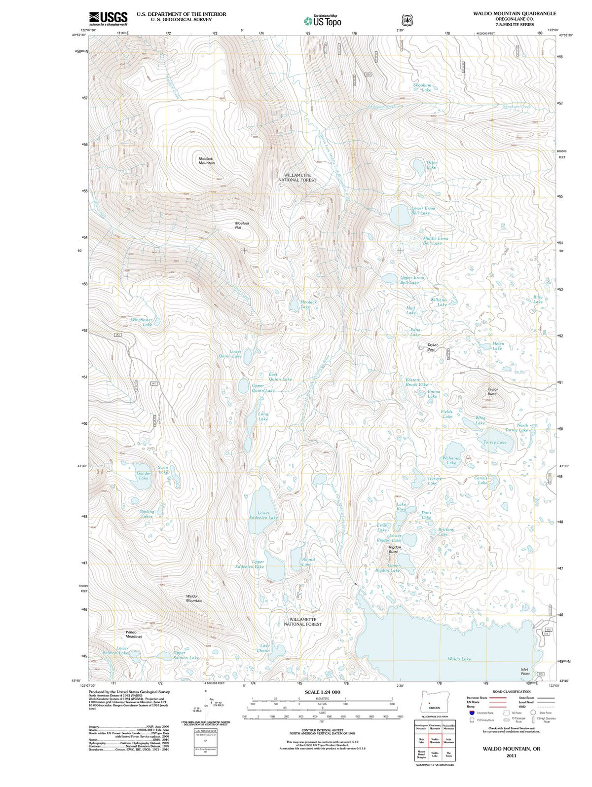 2011 Waldo Mountain, OR - Oregon - USGS Topographic Map
