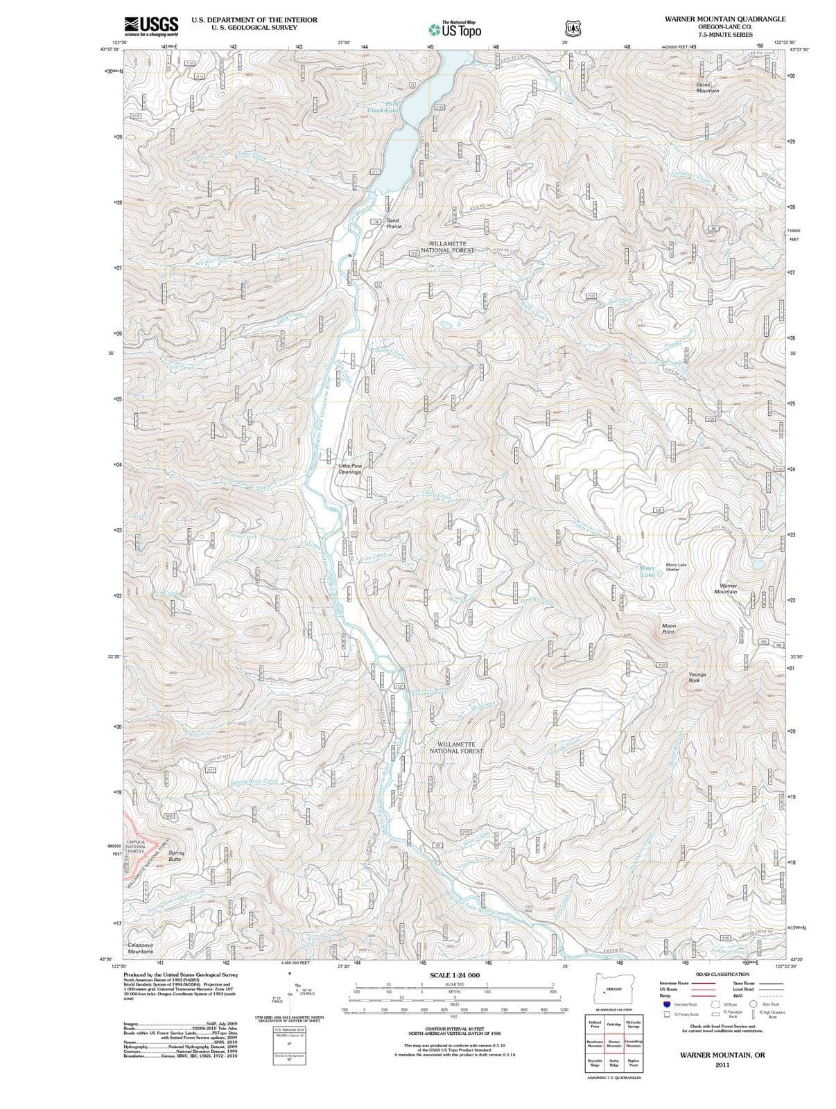 2011 Warner Mountain, OR - Oregon - USGS Topographic Map