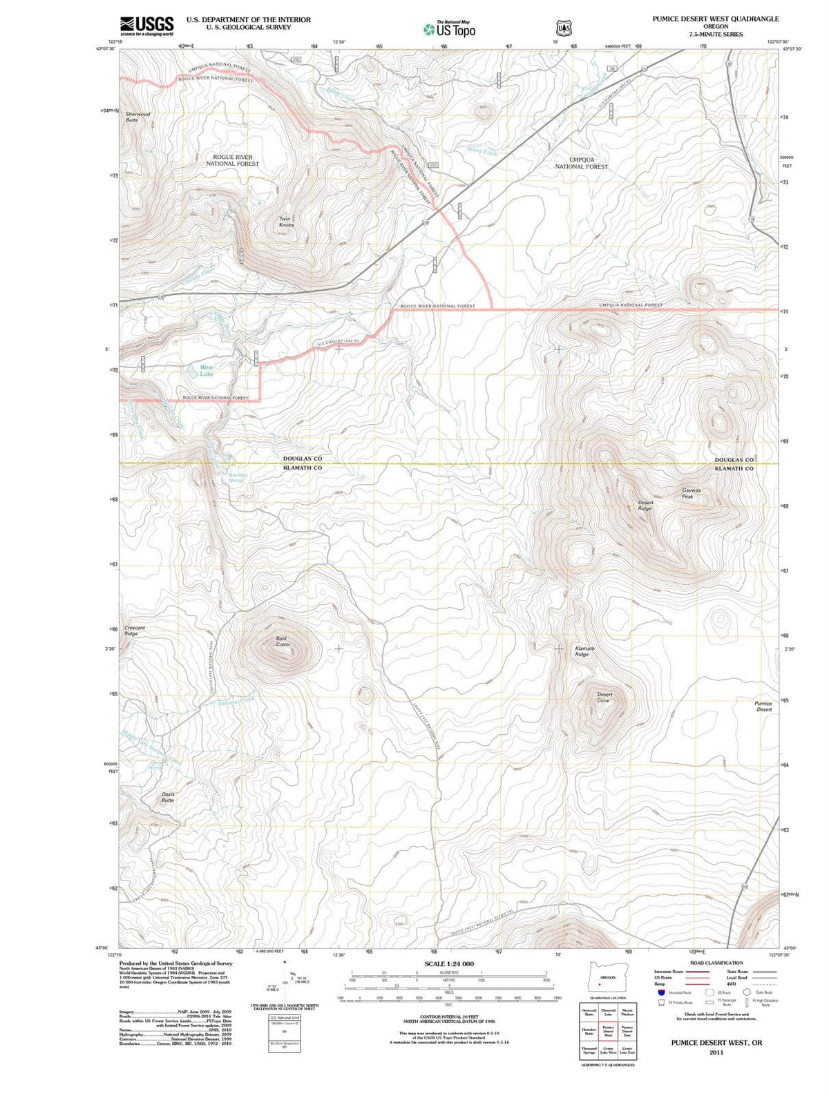 2011 Pumiceesert West, OR - Oregon - USGS Topographic Map