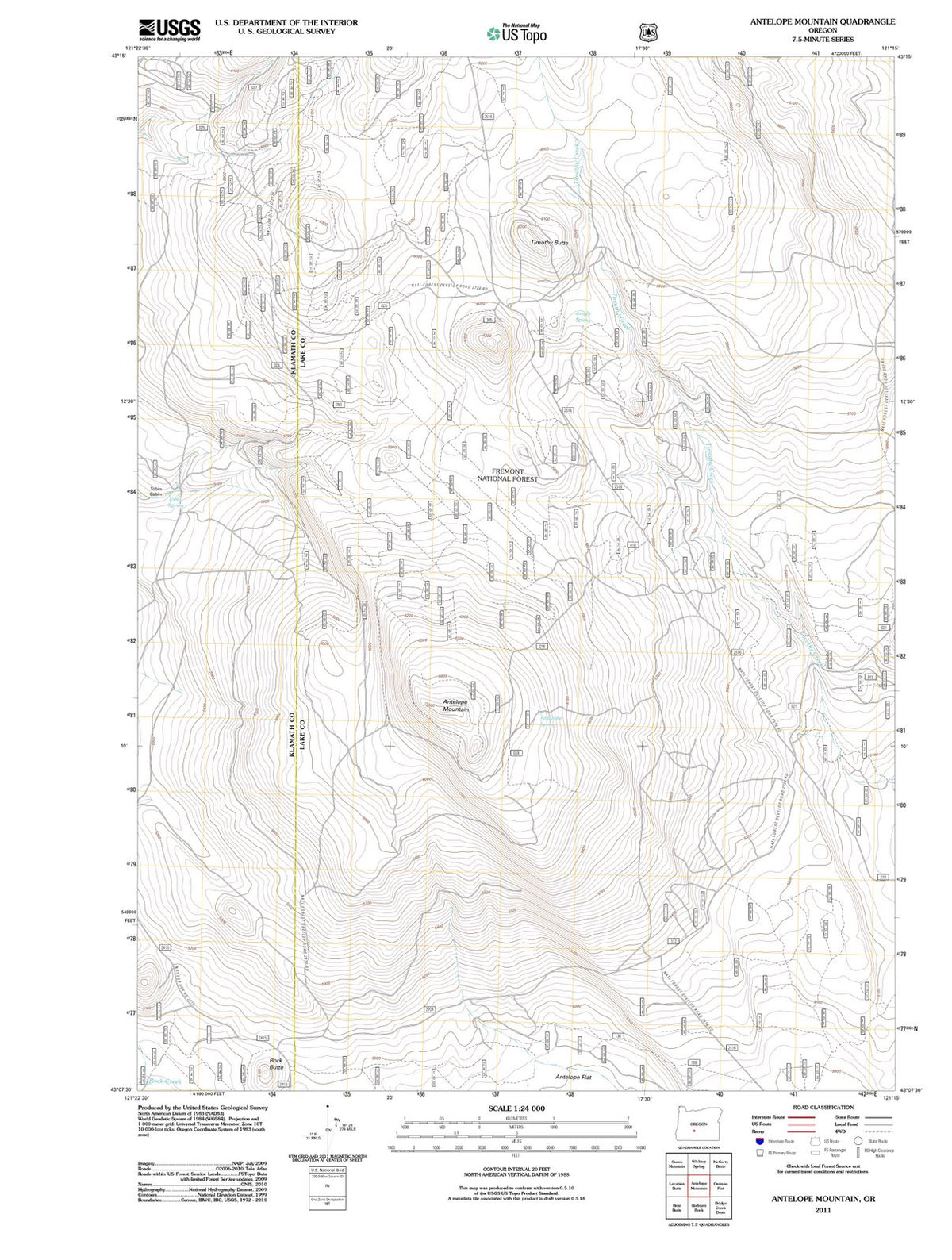 2011 Antelope Mountain, OR - Oregon - USGS Topographic Map