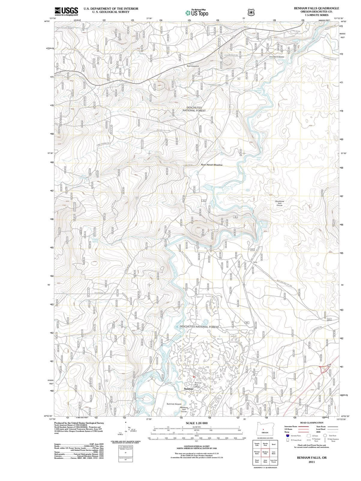 2011 Benham Falls, OR - Oregon - USGS Topographic Map