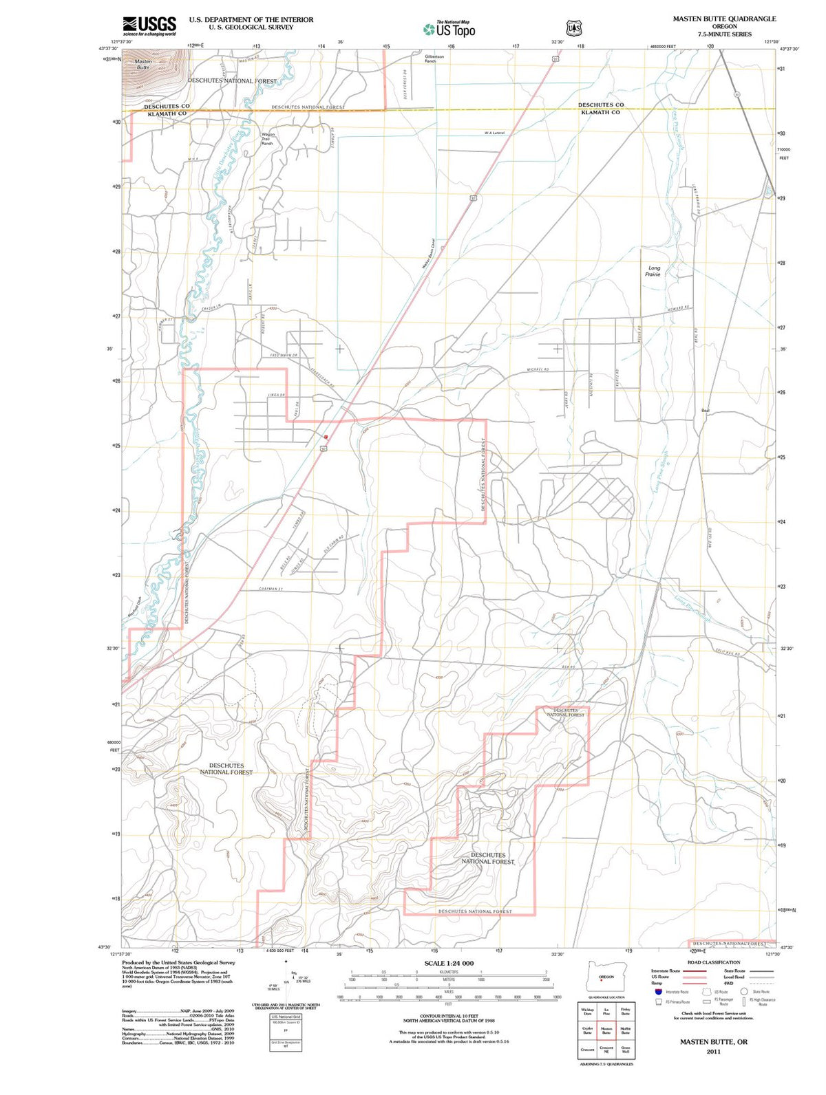 2011 Masten Butte, OR - Oregon - USGS Topographic Map