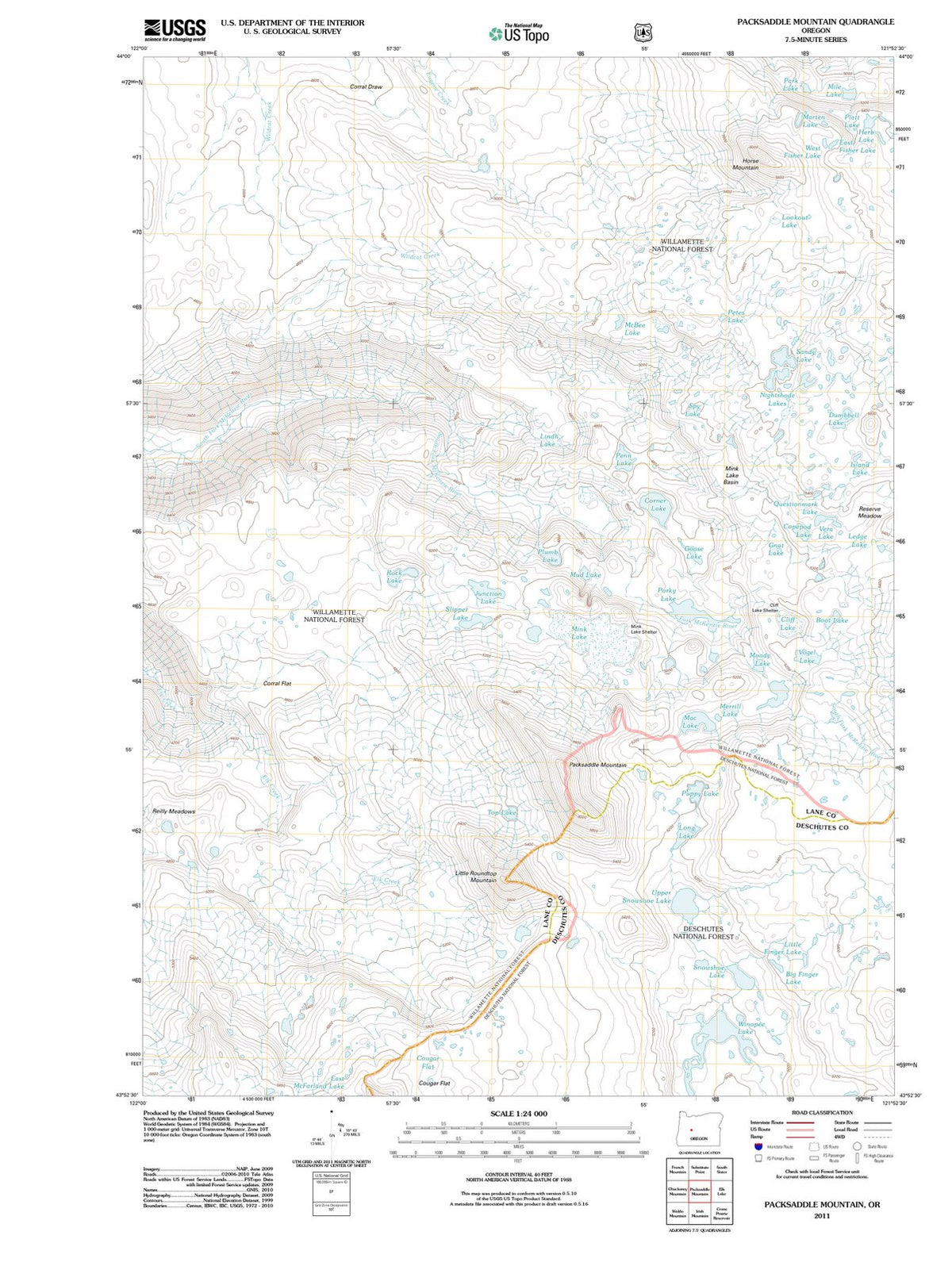 2011 Packsaddle Mountain, OR - Oregon - USGS Topographic Map
