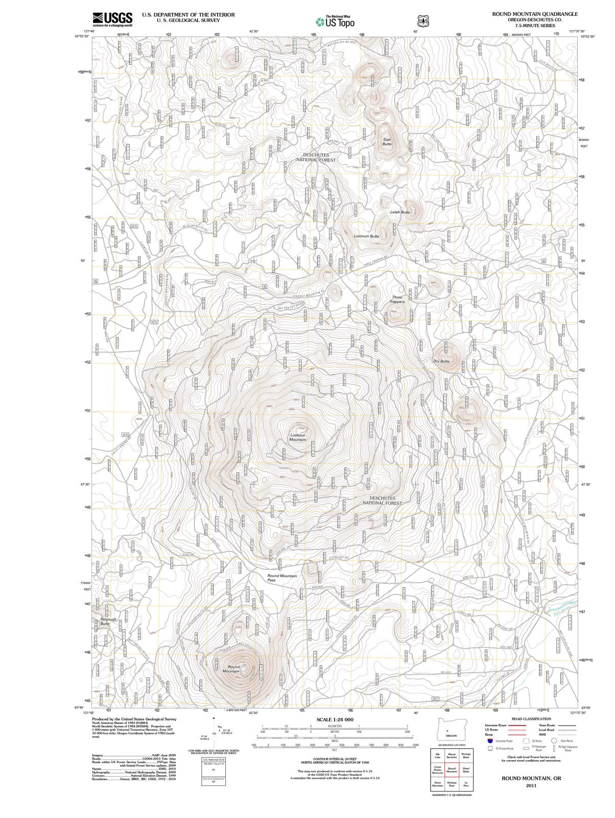 2011 Round Mountain, OR - Oregon - USGS Topographic Map