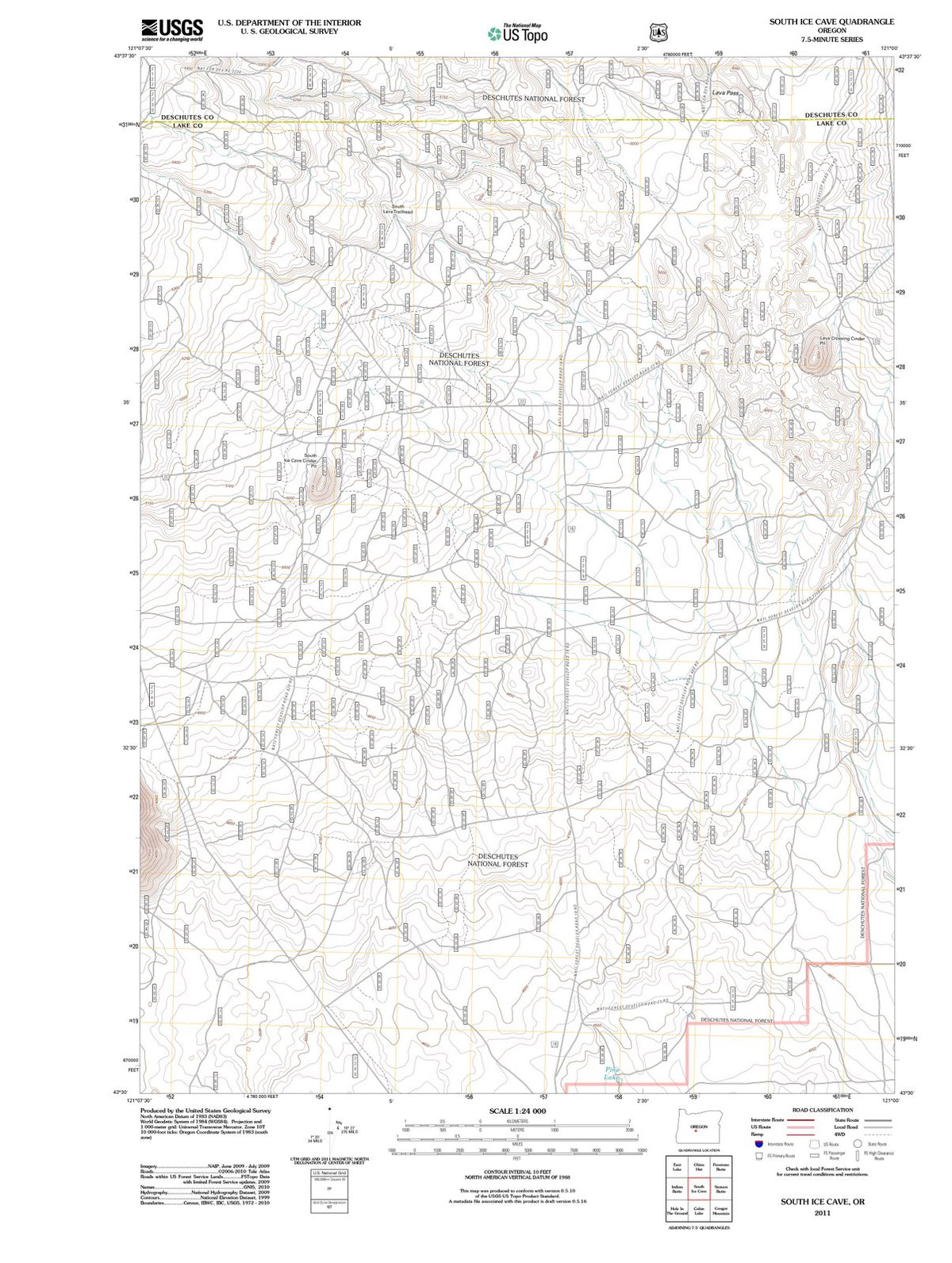2011 South Ice Cave, OR - Oregon - USGS Topographic Map