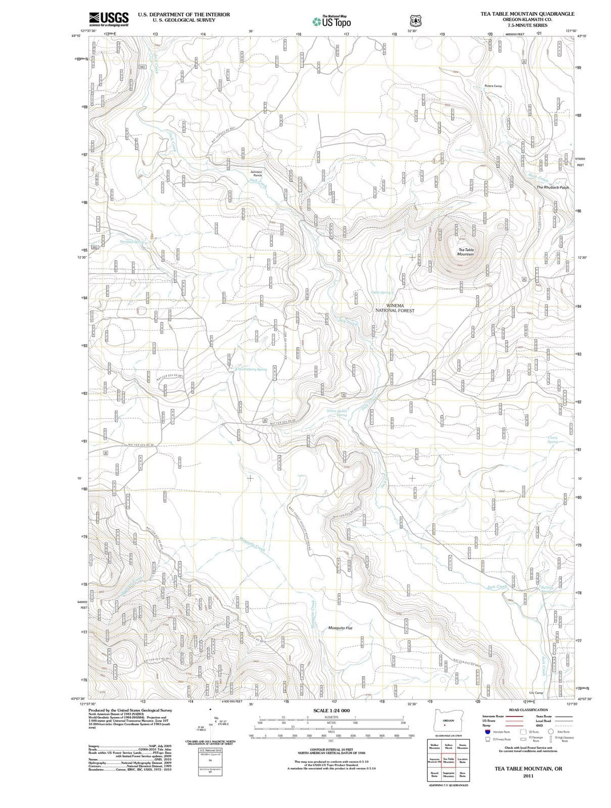 2011 Tea Table Mountain, OR - Oregon - USGS Topographic Map