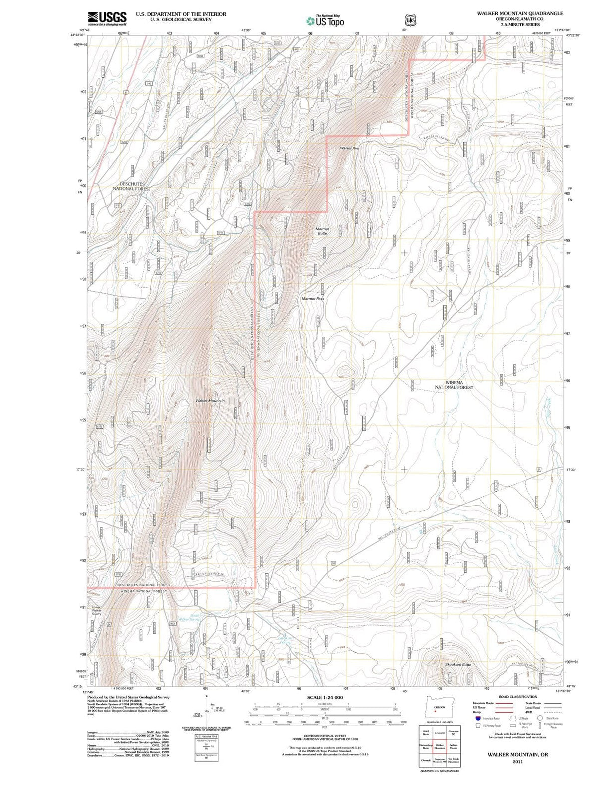 2011 Walker Mountain, OR - Oregon - USGS Topographic Map
