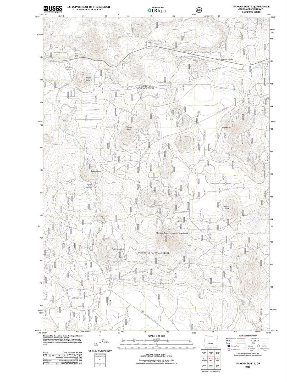 2011 Wanoga Butte, OR - Oregon - USGS Topographic Map