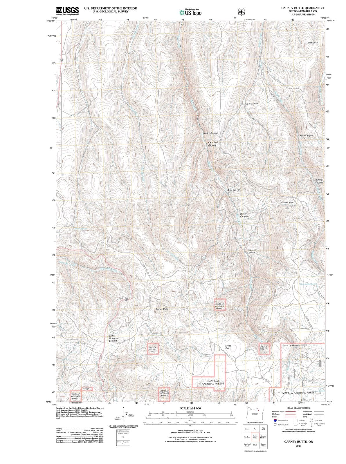 2011 Carney Butte, OR - Oregon - USGS Topographic Map