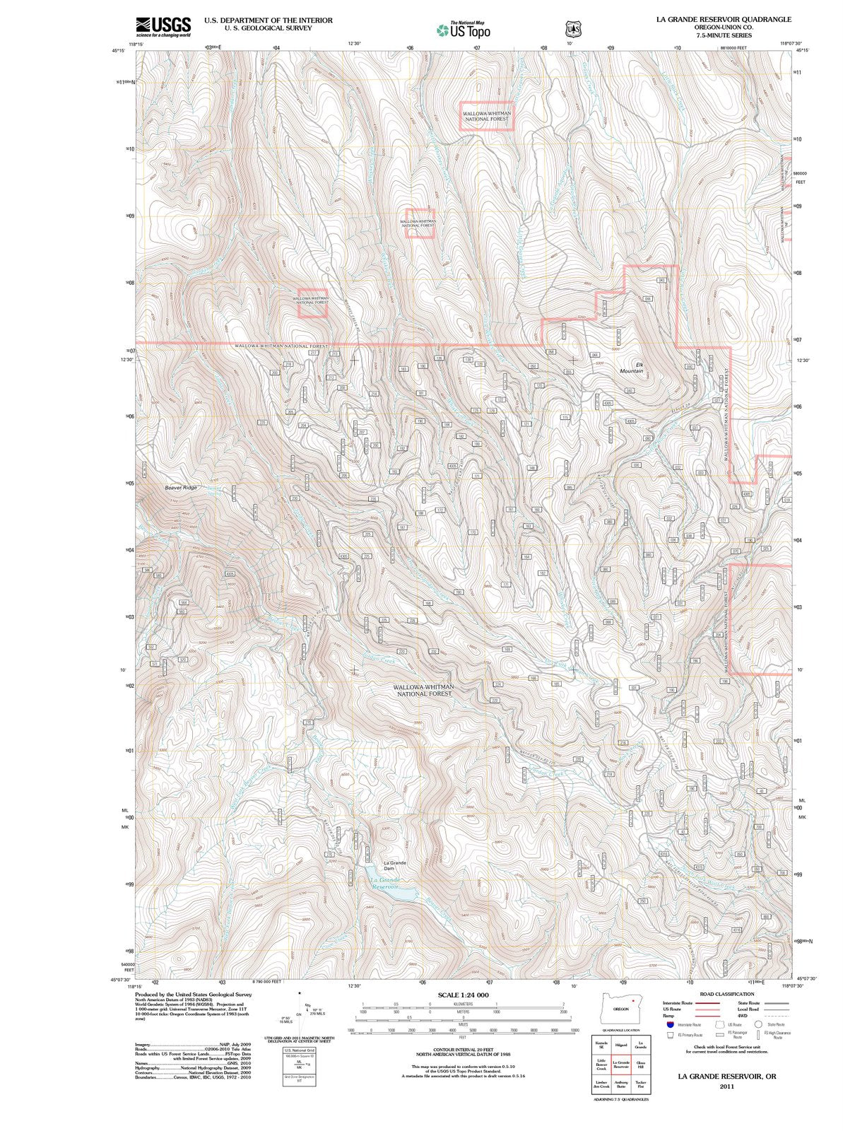 2011 La Grande Reservoir, OR - Oregon - USGS Topographic Map