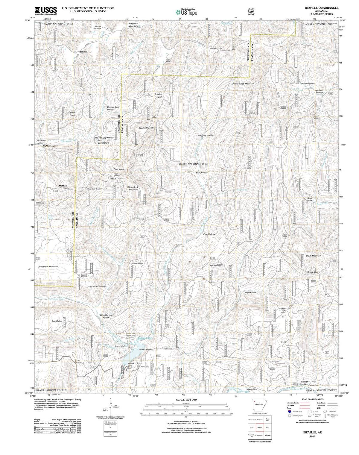2011 Bidville, AR - Arkansas - USGS Topographic Map