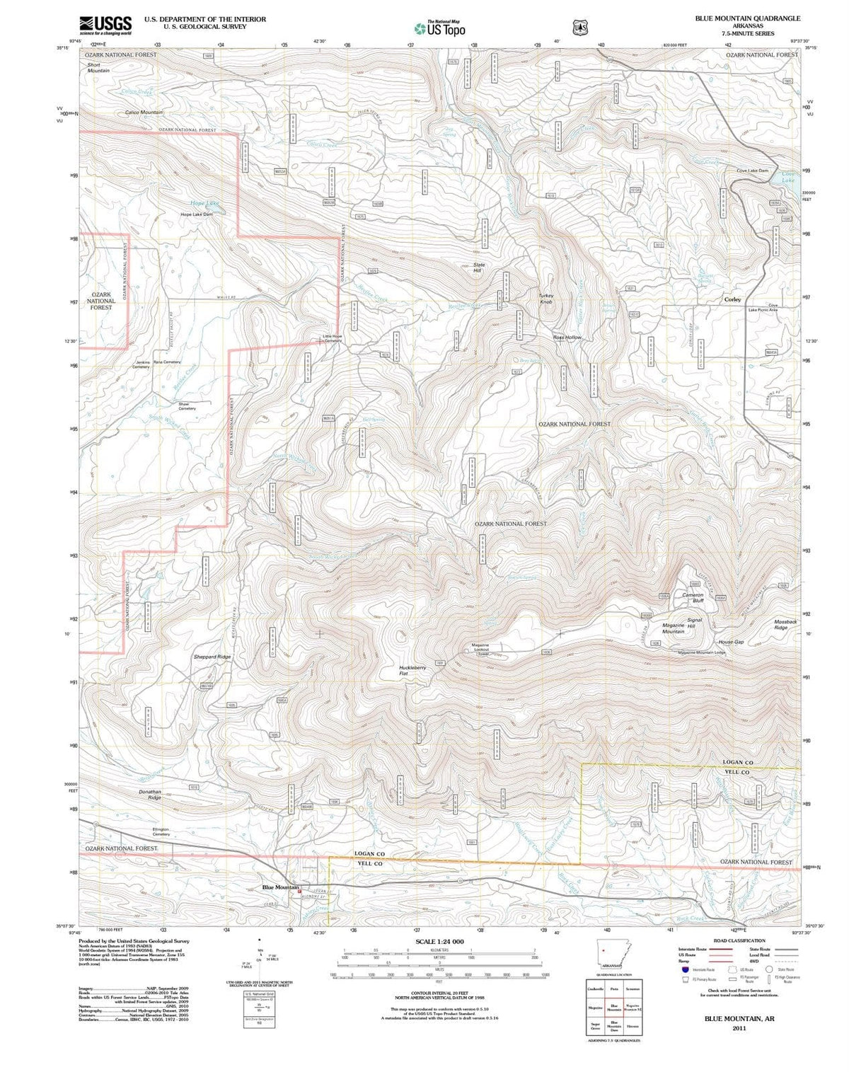 2011 Blue Mountain, AR - Arkansas - USGS Topographic Map