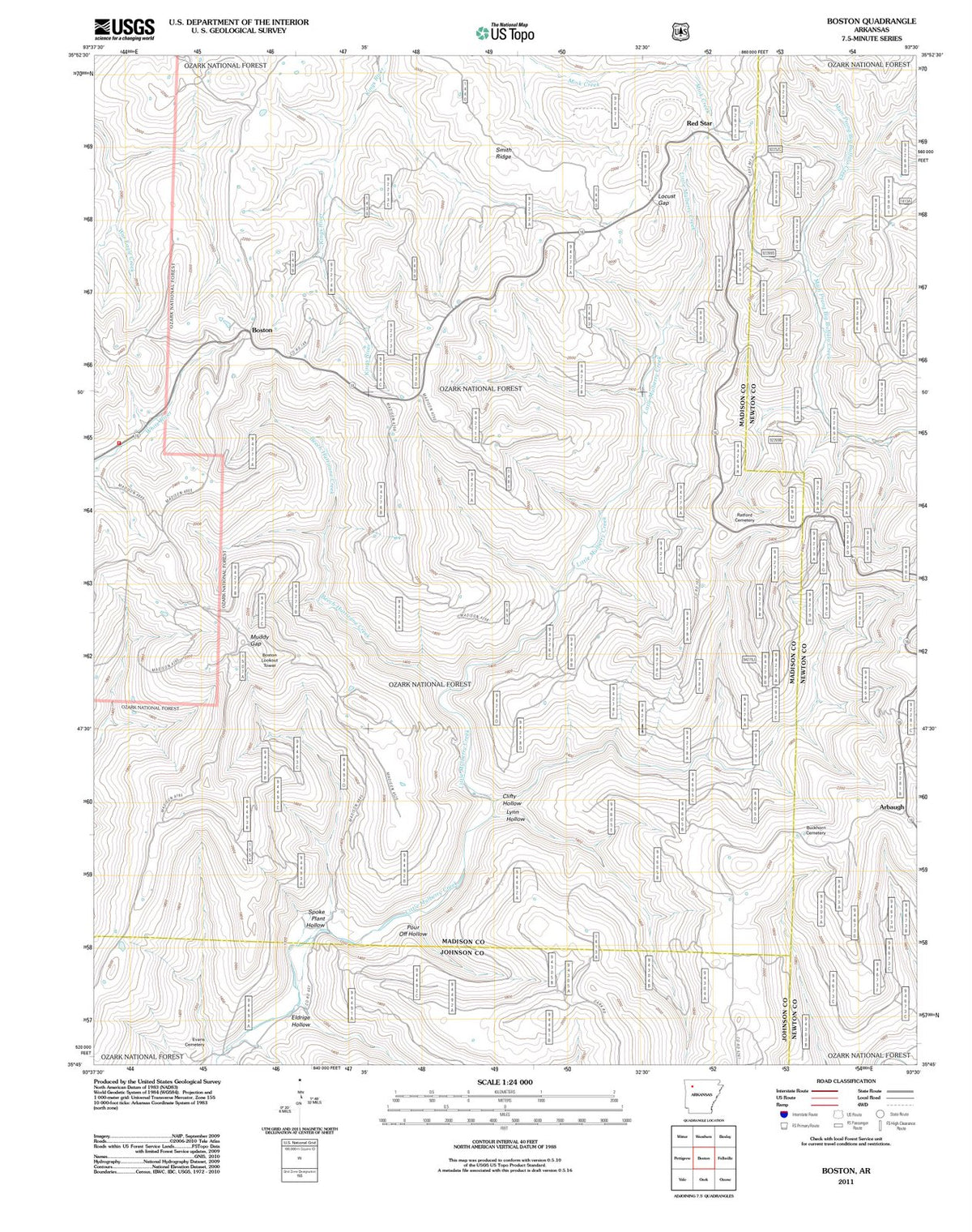 2011 Boston, AR - Arkansas - USGS Topographic Map