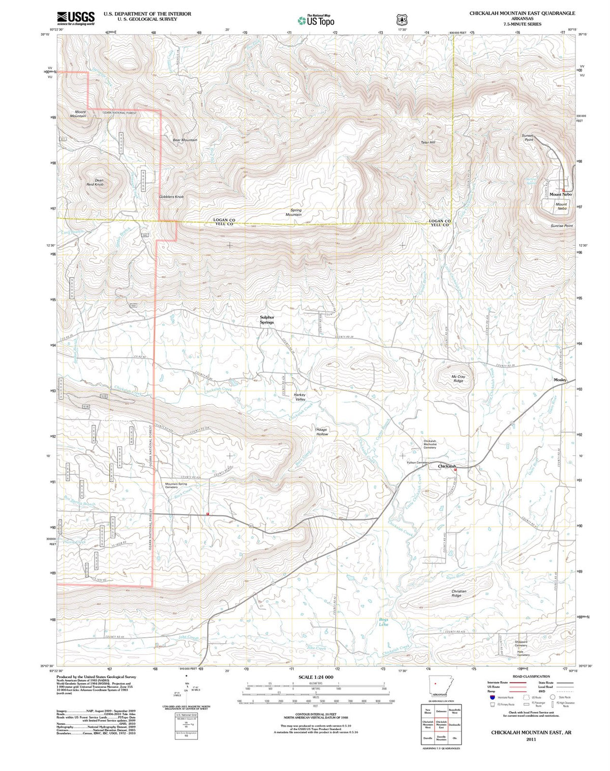 2011 Chickalah Mountain East, AR - Arkansas - USGS Topographic Map