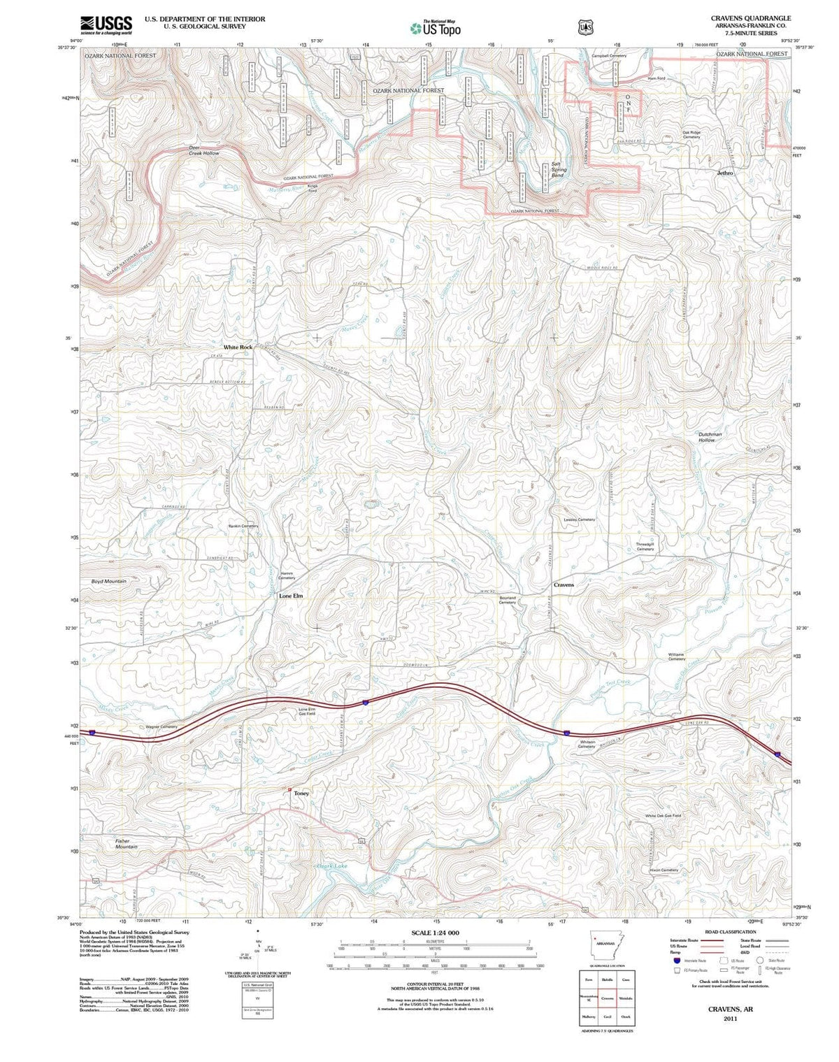 2011 Cravens, AR - Arkansas - USGS Topographic Map