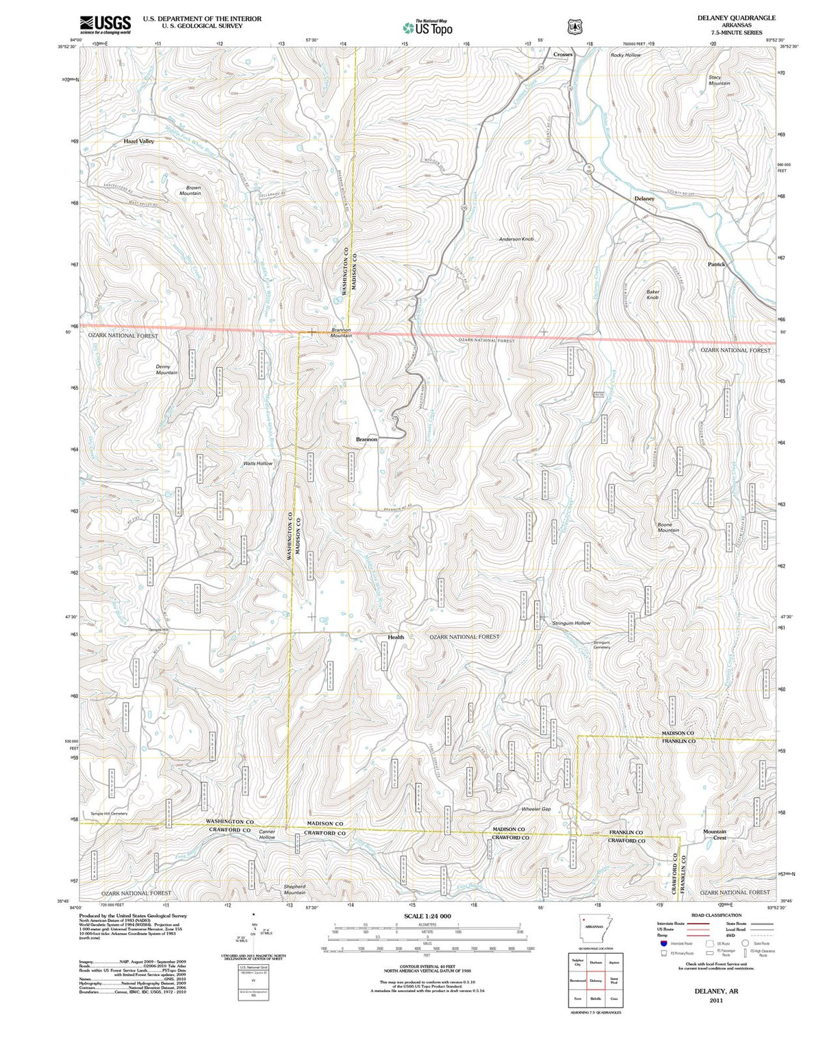 2011 Delaney, AR - Arkansas - USGS Topographic Map