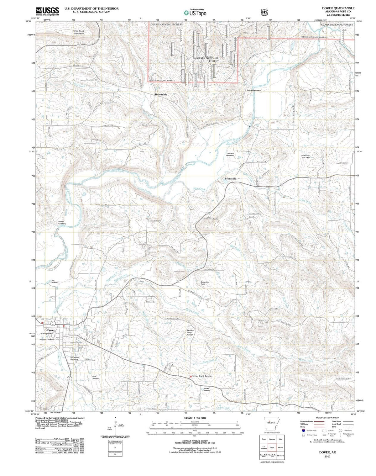 2011 Dover, AR - Arkansas - USGS Topographic Map