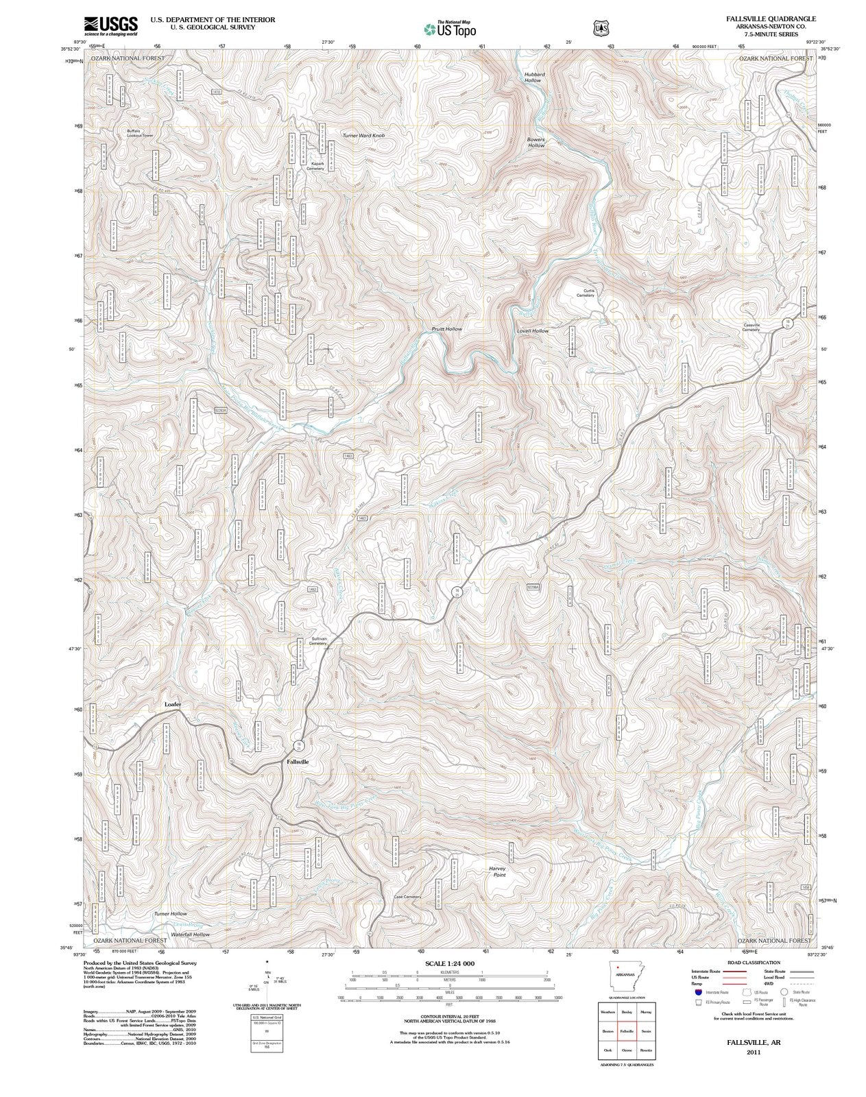 2011 Fallsville, AR - Arkansas - USGS Topographic Map