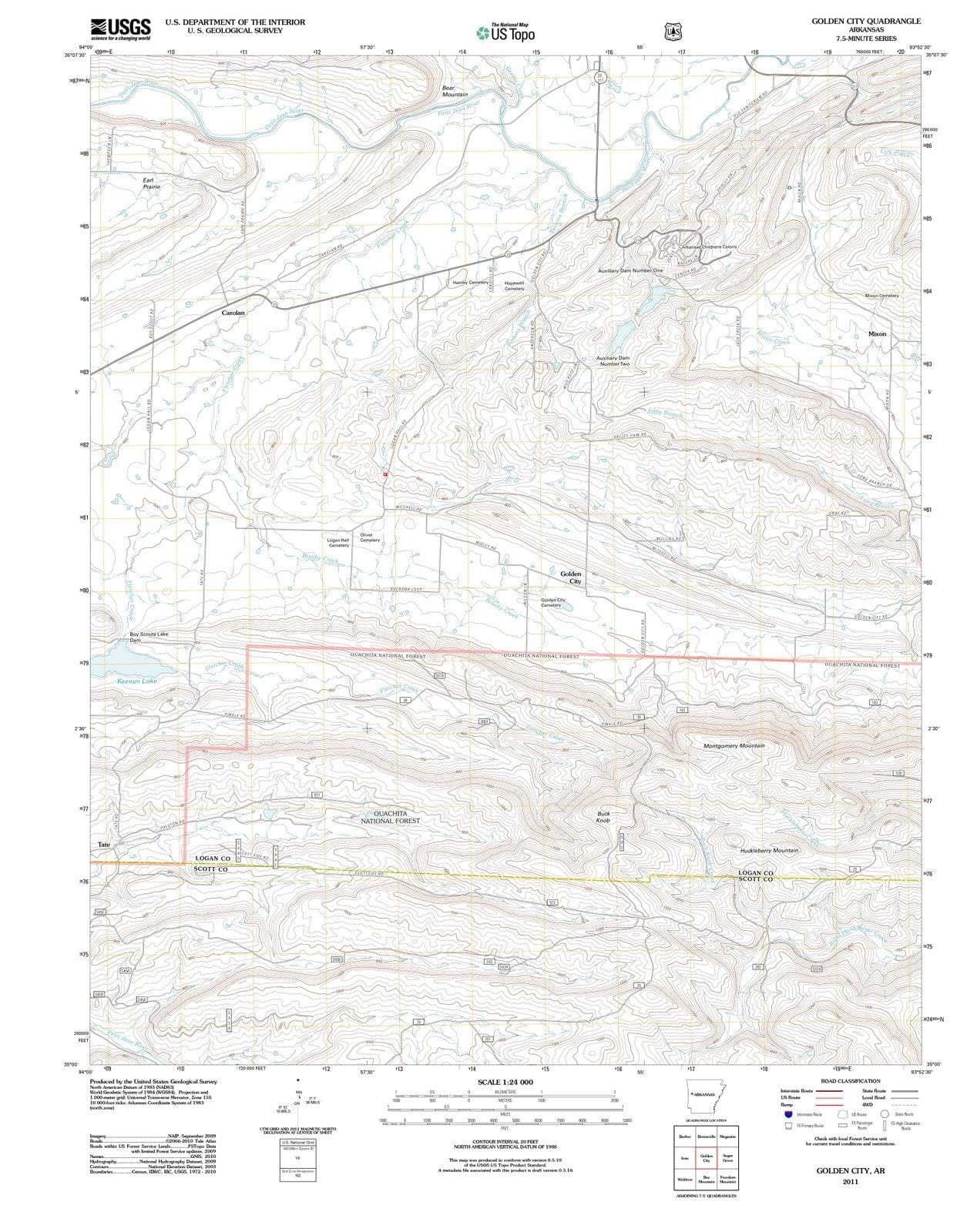 2011 Golden City, AR - Arkansas - USGS Topographic Map