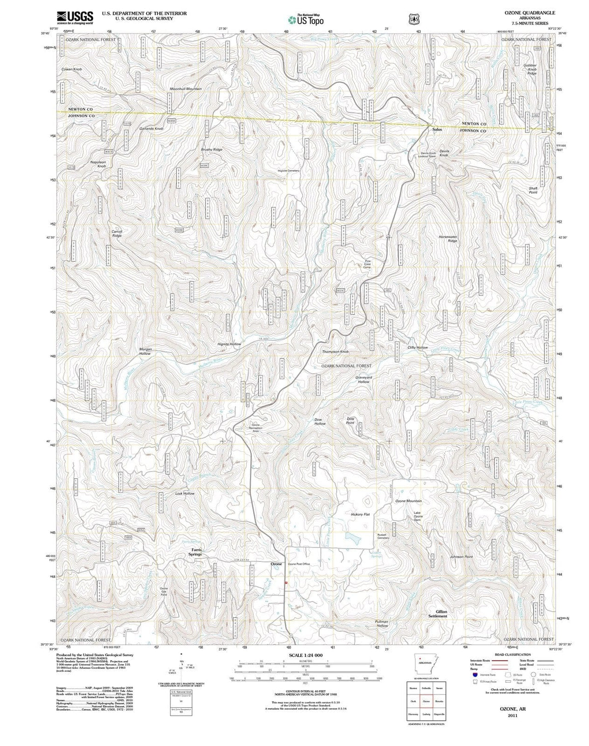 2011 Ozone, AR - Arkansas - USGS Topographic Map