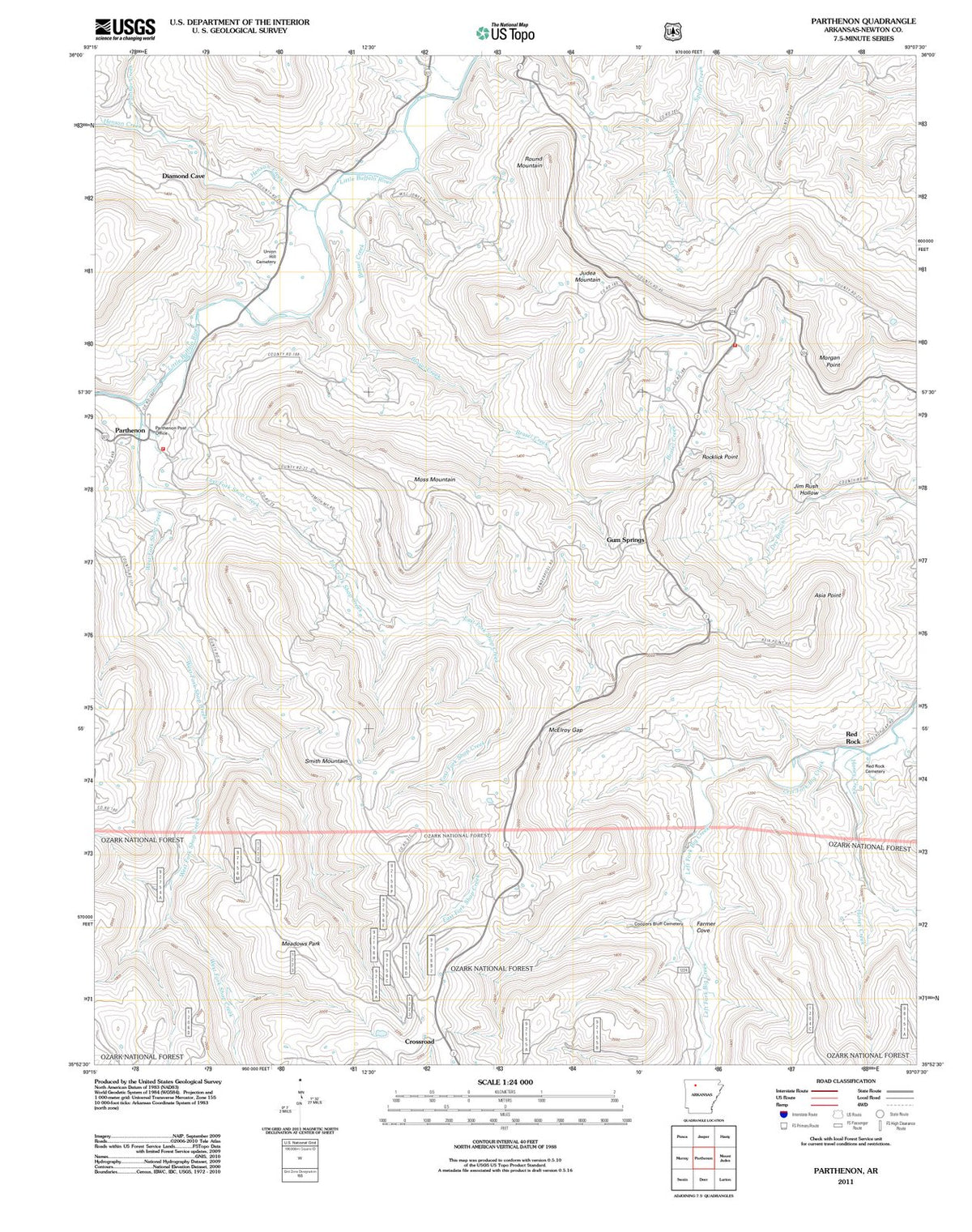 2011 Parthenon, AR - Arkansas - USGS Topographic Map