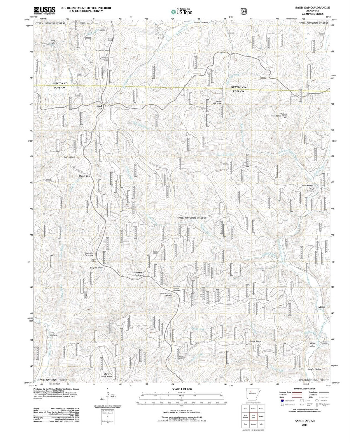 2011 Sand Gap, AR - Arkansas - USGS Topographic Map