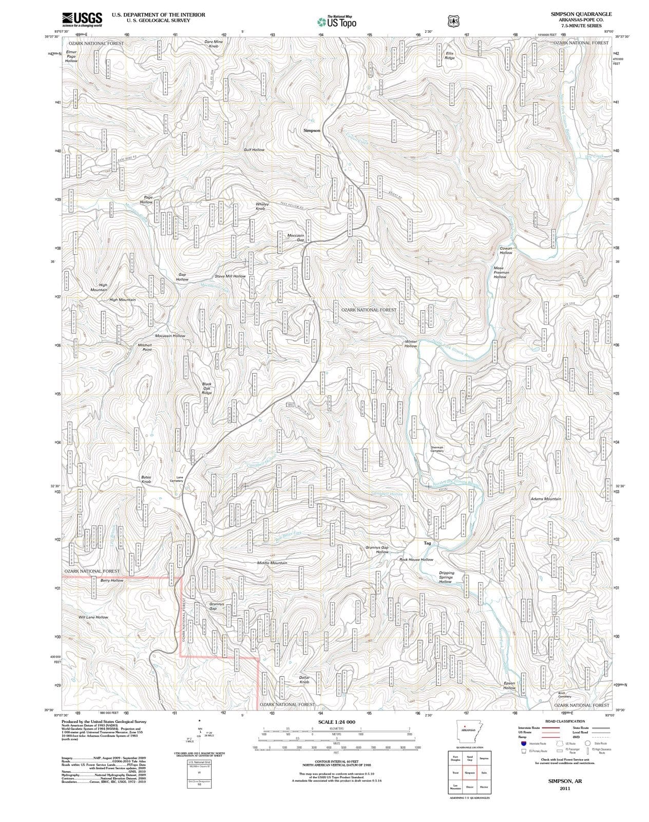 2011 Simpson, AR - Arkansas - USGS Topographic Map