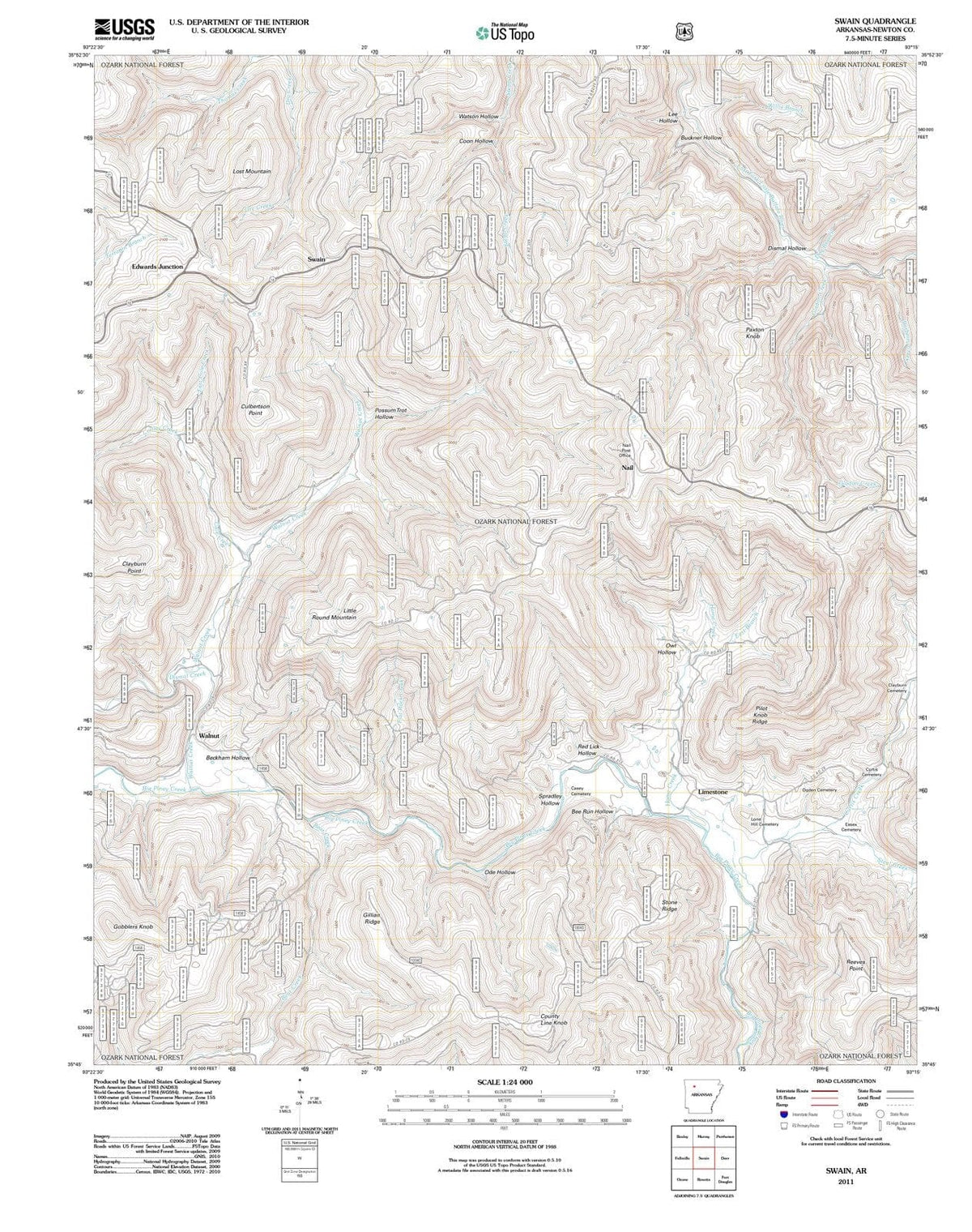 2011 Swain, AR - Arkansas - USGS Topographic Map