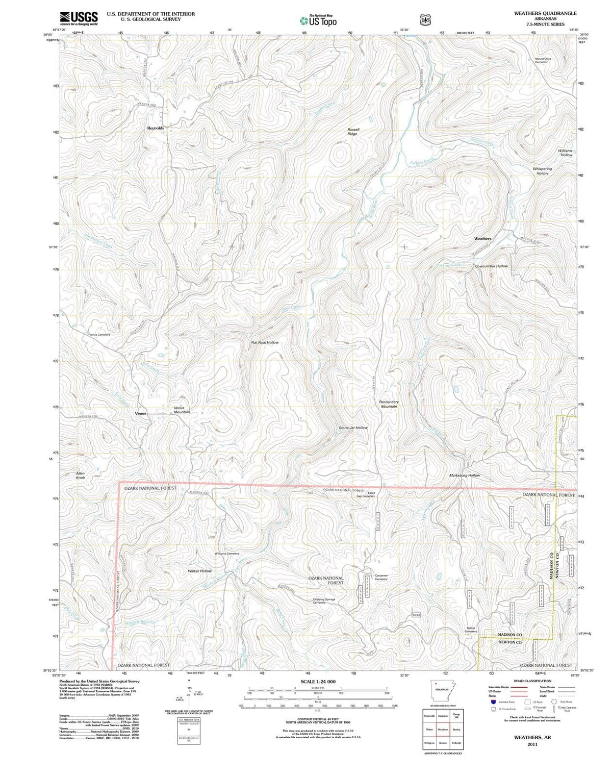 2011 Weathers, AR - Arkansas - USGS Topographic Map