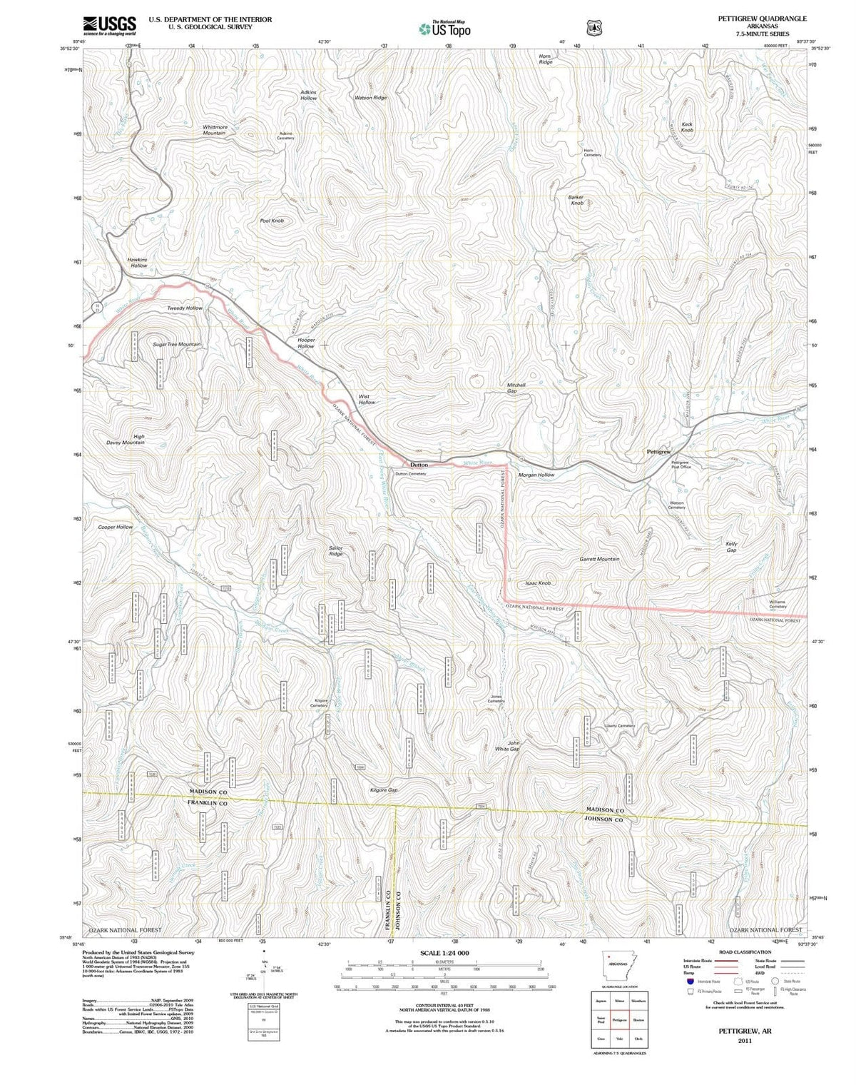 2011 Pettigrew, AR - Arkansas - USGS Topographic Map