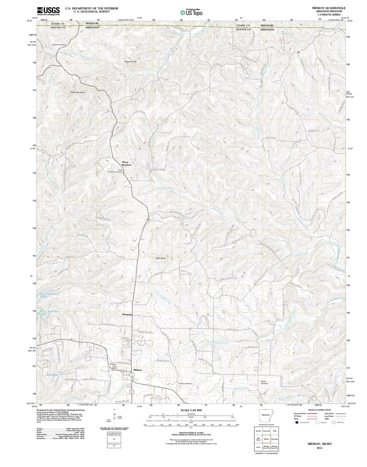 2011 Midway, AR - Arkansas - USGS Topographic Map