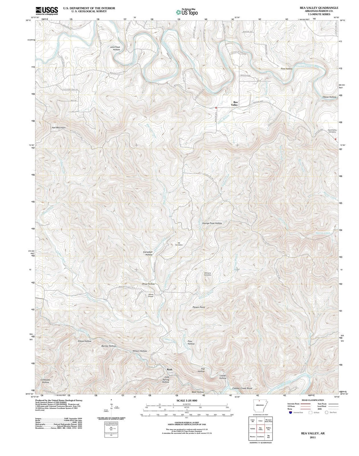 2011 Rea Valley, AR - Arkansas - USGS Topographic Map
