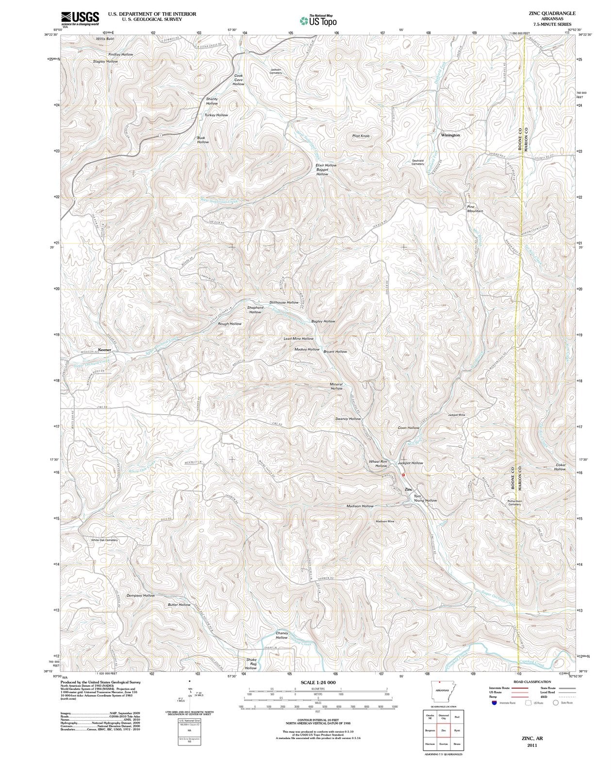 2011 Zinc, AR - Arkansas - USGS Topographic Map
