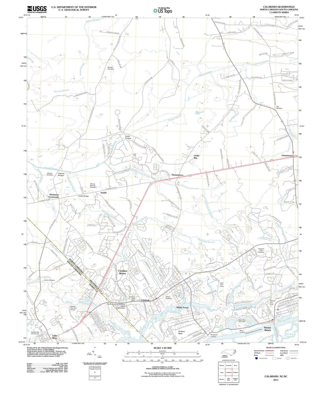 2011 Calabash, NC - North Carolina - USGS Topographic Map