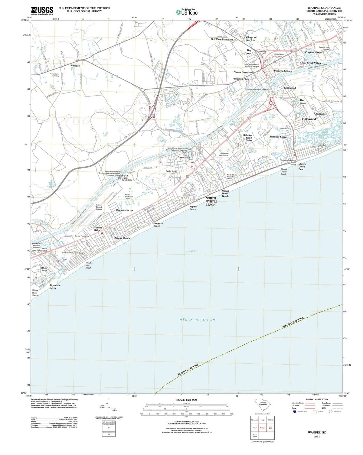 2011 Wampee, SC - South Carolina - USGS Topographic Map