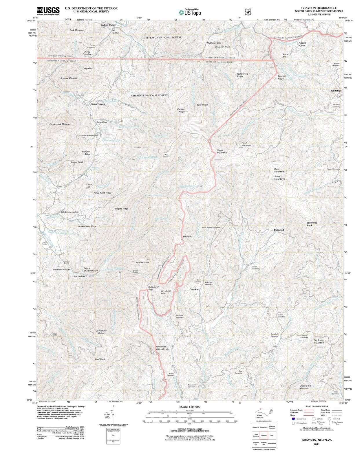 2011 Grayson, NC - North Carolina - USGS Topographic Map