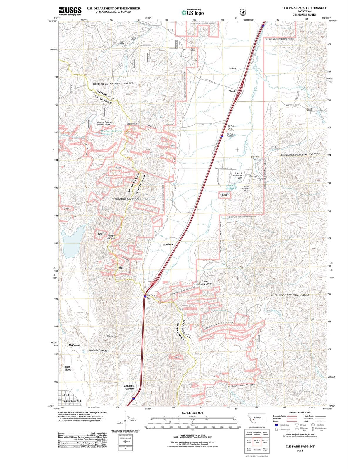 2011 Elk Park Pass, MT - Montana - USGS Topographic Map