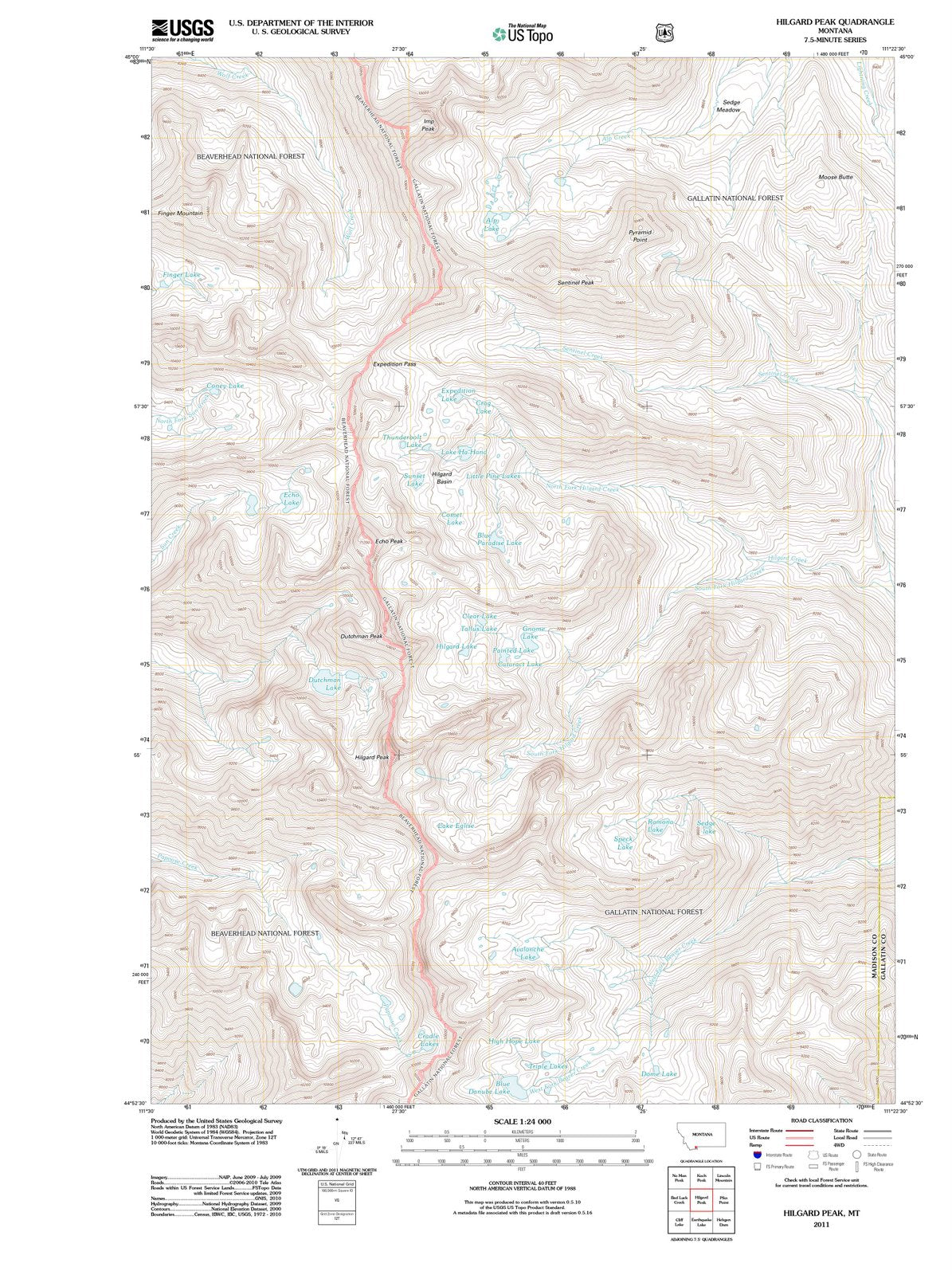 2011 Hilgard Peak, MT - Montana - USGS Topographic Map